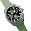 Montre pour homme Jour Date Mouvement mécanique automatique Boîtier en acier argenté Sports Militaire Vert Bracelet en cuir Nylon Montres-bracelets2550