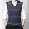 Men's Vests Sweater Vest Men Clothes 2023 Winter V-neck Collar Casual Knitted Slim Fit For