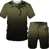 Men's Tracksuits Cool Gradient Color Scorpion 3D Printed O Neck Tees/Suits Poisonous Animal T Shirt Shorts Tracksuit Set Outdoor Sportwear