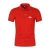 Herrpolos golfskjorta för mäns sommar snabb torr andas polo skjorta mode korta ärm toppar j lindeberg golf skjorta herr t-shirt högkvalitativ produktion