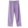 Calça feminina 2023 Purple Casual Cintura Alta Mulheres Femininas Mulhers Outwear