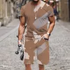 Herren-Trailsuiten 2 Stück abstrakte Pflanzenblätter Sets 3D-Druck Kurzarm T-Shirt Strand Shorts Set Streetwear Casual Hosen Anzüge