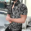 Camisas casuais masculinas camisa de estampa de leopardo de manga curta de mangas curtas Retro Sexy Rua Summer 2023