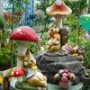 Garden Decorations Solar Light Squirrel Mushroom Cement Adornments Landscape Layout Sculpture Decoration Outdoor Balcony Figurines