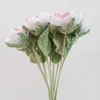 Dekorativa blommor 5 datorer Gradient Rose Artificial Bouquet Home Decoration Wool Knit Flower Crochet Fake