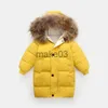 Down Coat Kids Dikke Warm Down Coat Boys Winter Real Fur Hooded Long Parkas Girls Cotton Down Jackets Outerwears Teen Children Clothing J230823