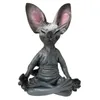 Dekorativa föremål Figurer nyckfull Buddha Sphynx Cat Figurin Meditation Yoga Happy Decor Art Sculptures Outdoor Garden Statues 230822