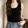 Tank da donna Slim Women Summer 5 Colours Y2K Letterario Sweet Knitting Crop Tops Sexy Pure Chic Corean Fashion Clothing O-Neck All-Match