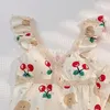 女性用スリープウェアサマーコットンシンキュートなチェリーベアパジャマは、豊胸クッションホームウェアを添えた女性のための女性のためのノースリーブ