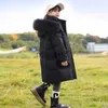 Down Coat 2023 Winter Girls Jacket Lang patroon Katoen met katoen met een kopje Kap Haped Kleine Kinder Kleding Parka's Tieners Kinderkleding Uitgraden J230823