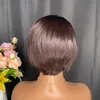 Prix de gros malaisien péruvien indien naturel noir 100% brut vierge Remy cheveux humains coupe de lutin T partie perruque courte