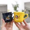 Cups Saucers 250 ml Chinesische Kaffeetasse und Saucer Business Office Becher Goldener Löffel mit Keramikbechern im Tablettstil