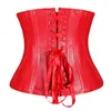 Shapers pour femmes Noir / Rouge Faux Cuir Corset Sexy Clubwear Bustier Lingerie Zipper Plus Taille Taille Cincher Top S-6XL