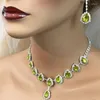 Pendant Necklaces 2023 Green Crystal High Quality Necklace Bridal Wedding Shining Accessories European And American Style Personality