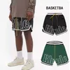 HR8Z Rhude Mens Mesh Shorts Fashion Men Women Casual Reflective Skateboard Hip Hop Beach Pocket Hoge kwaliteit Witte rand Korte Aziatische maat