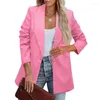 Frauenanzüge Frauen Feste Farbe Chic Business Single Knopf Anzuganzug Jacken mit Taschen Anti-Falten-Stoff für formelle Pendelpendel