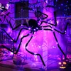 Inne imprezy imprezowe 125 cm Luminous Halloween Spider Straszny gigantyczny pająk LED Spider Web Halloween Decorations Props Haunted Indoor Outdoor Decoration 230823