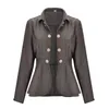 Frauenanzüge eleganter Blumenjacke Jacquard Peplum Office Anzug Jacke mit doppeltem Börsenverschluss mit mittlerer Länge für Frauen