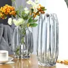 Nordique simple grand vase en verre couleur transparente hydroponique riche bambou lys rose vase salon arrangement de fleurs ornements HKD230823