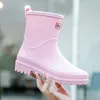 레인 부츠 패션 여자 신발 여성 2023 야외 비 슬립 발목 botas mujer flat base wearresistant lady 230822