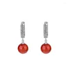 Boucles d'oreilles pendantes MxGxFam vert/rouge goutte ronde pierre boucle d'oreille pour les femmes robe élégante bijoux couleur or pur bonne qualité