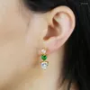 Dangle Earrings 5A Cubic Zirconia Iced Out Bling Pink Green White Heart Shaped CZ Drop Earring For Women Girlfriend Gift Jewelry