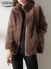 Womens Fur Faux Jacka Kvinnor Autumn och Winter Plush Thicked Doubled Cashmere Lapel Warm Coat 230822