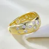 Bröllopsringar Wong Rain 18K Gold Plated 925 Sterling Silver Lab Sapphire Gemstone Fine Personality Ring Jewelry Party Gifts Wholesale 230822