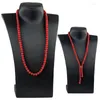 Chaînes nouées à la main pour femmes, très longues, 75cm, perles en pierre naturelle verte et rouge, collier à la mode, bijoux