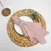 Tabella tovagliolo 42x42cm 10pcs garza tovaglioli di cotone riutilizzabile ctrim rosa ctrim tè arrugginito tovaglioli retrò retrò tovaglioli per feste di nozze decorazione da tavolo 230823