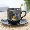 Cups Saucers 250 ml Chinesische Kaffeetasse und Saucer Business Office Becher Goldener Löffel mit Keramikbechern im Tablettstil