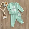 Set di abbigliamento 0-5 anni Autunno neonate Sorella Set di vestiti adorabili Lettera stampata a maniche lunghe Pullover Felpa + Pantaloni