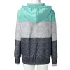 Frauen Hoodies Frau Retro Harajuku Langarm Zip Up Streetwear Block Druckstiche Sweatshirt mit Taschen Frau Kleidung