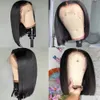 Glueless 220％密度Brazilian Lace Front Human Hair Wigs Short Straight Bob Wig for Women Remy 4x4 Closure Bob with Baby Hair