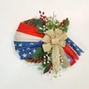 Dekorativa blommor Amerikansk självständighetsdag krans 4 juli ytterdörr flagga simulering blomma hemvägg hängande dekoration
