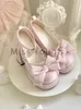 Klädskor rosa söta lolita mary janes sko japanska prinsessan kawaii hög klackar kvinnlig båge fransk vintage plattform 2023 230823