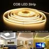 FOB COB LED -strip 12V 24V DC RA90 Flexibel hög ljus LED -tejp 3mm 5mm 8mm 10mm ljus bar isblå vit röd grön rosa gul