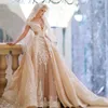 Elegante abito da sposa a sirena in pizzo 2024 staccabile Taglie forti Abiti da spettacolo formali del Medio Oriente Abbigliamento arabo 328 328