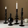 Titulares de vela preto de vidro retrô decoração clássica Decoração de casamento jantar de festas de casamento à luz da luz da luz de estar da sala de jantar Centro