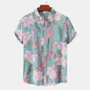 Мужские повседневные рубашки летний цветочный принт пляж Aloha Men Camisa Masculina 2023 с коротким рукавом с коротким рубашкой одежда для рубашки