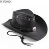 Chapeaux à large bord chapeaux de seau classique 100 cuir Western Cowboy chapeau pour hommes Gentleman papa parrain casquettes Panama Cowgirl Jazz Sombrero Hombre 230822