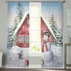 Rideaux transparents écureuil noël bonhomme de neige boîte-cadeau Tulle pour salon chambre voile rideau Organza balcon fenêtre rideaux 230822