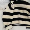 Pullover Korean Retro gestreiftes dicke Nadelpullover Kinder Jungen und Mädchen Baby losen Hochhals Pullover Strick 230823