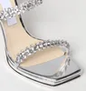 Mode Brial Mariage Bing Strass Sandales Chaussures Cristal Embelli Satin Noir Argent Blanc Dame Gladiateur Sandalias Robe De Soirée Talons Hauts eu35-43