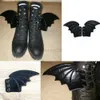 Inne świąteczne zapasy imprezy osobowość pu buty akcesoria duże nietoperze czarne skrzydła butów ornament show Halloween nietoperzy zabawne buty łyżwia