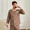 Vêtements de nuit pour hommes Printemps et automne Ensembles de pyjamas pour hommes en soie à manches longues vêtements de nuit en soie glacée grande taille vêtements de maison pyjama costume vêtements de maison 230822