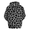 Hoodies masculinos impressão de girafas solto em preto e branco Animal Street Pullover capuz de manga comprida Design de hip hop Sweethirts Plus Size