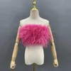 Femmes Fourrure Faux MISSJANEFUR Plume Crop Top Femmes Mode Sexy Dos Nu Réel Autruche Soutien-Gorge Date Fête Fourrure Fluffy Lady Tube 230822