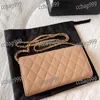 Classic Double Size Mini Flap Women'S Shoulder Bag Leather Quilted Caviar Luxury Handbag Multi Pocket Coin Purse Card Holder Fanny Pack Evening Clutch Sacoche 20 22CM