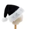Новые черные плюшевые длинные рождественские шляпы для женщин мужчины Рождественский косплей Платье Санта -Клаус Кэп весна Симпатичные шляпы для женщин подарок 75 см HKD230823